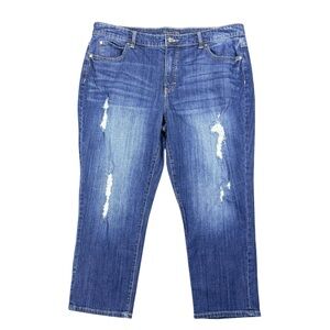 Jennifer Lopez Capri Jeans 16W Distressed Stretch Denim Mid Rise Plus Size